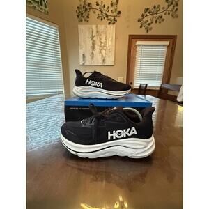 Hoka One One Clifton 10 1162032-BWHT Athletic Shoes Men's 9 2E Black